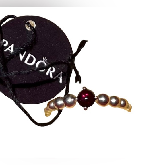 Hostess Pock 💥☄️🥳 Pandora Silver Red Beaded Ring - Picture 10 of 10